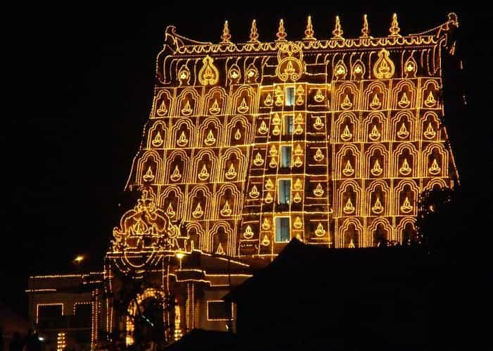 Sree Padmanabhaswamy Temple as seen during the Laksha Deepam Festival